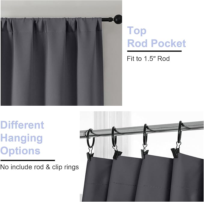 Simplebrand Ava Grey Blackout Extra Long 10ft Curtains - Image 4