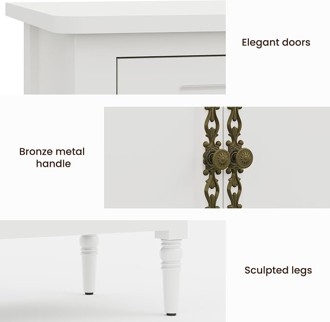 FansaFurn Sideboard with 4 Doors, Mid-Century Console Table with Adjustable - Image 5