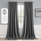 MIULEE Grey Back Tab Blackout Curtains 52x96 Inch Long 2 Panels Set | Rod by MIULEE