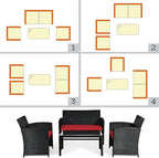 Tangkula Patio Wicker Conversation Furniture Set, Patiojoy Sofa & Table Set w/4 - Image 8