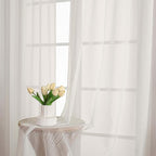 Ivory Sheer Curtains, Sheer Curtains 96 inches Long 2 Panels Set, Rod Pocket - Image 3