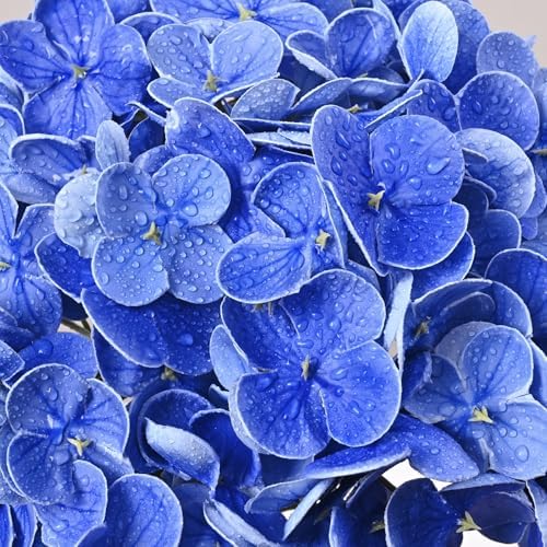 6 Pcs Real Touch Hydrangea Artificial Flowers, 21" Fake Flowers, Dark Blue - Image 4