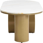Modern Oval Coffee Table, 47.24" White Faux Marble Coffee Table - Image 7