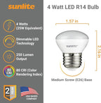 Sunlite LED R14 Mini Flood Light Bulbs, 4 Watts, 250 Lumens, Medium Base - Image 2