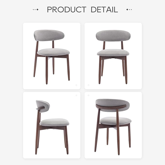 COLAMY Wooden Dining Chairs Set of 6, Modern Fabric Upholstered Dining Room - Image 8