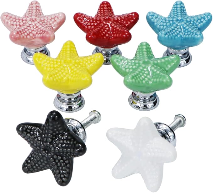 Starfish Drawer Knobs Coastal Kitchen Cabinet Knos Beach Themeb Knob Ceramic - Image 5