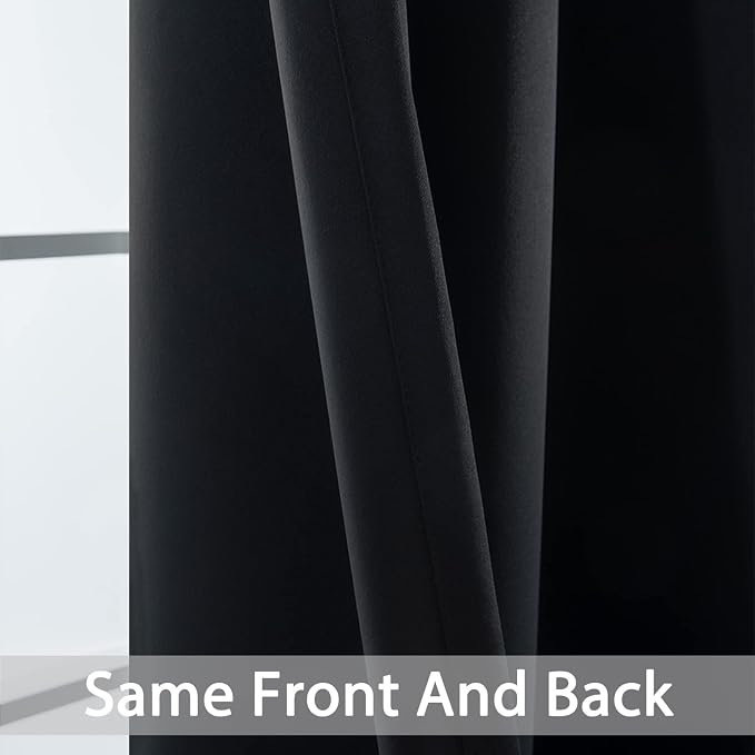 Yakamok Black Room Darkening Curtains 84 inch Sliding Door Drapes | 1 - Image 4