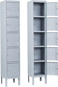 Metal Locker with 5 Doors, 5 Tier Steel Storage Lockers by Anxxsu