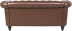 LEVNARY Leather Sofa, Chesterfield Tufted Upholstered 2 Seater Couch, Modern - Image 8