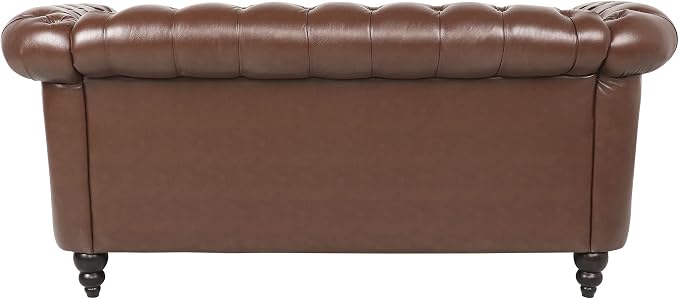 LEVNARY Leather Sofa, Chesterfield Tufted Upholstered 2 Seater Couch, Modern - Image 8
