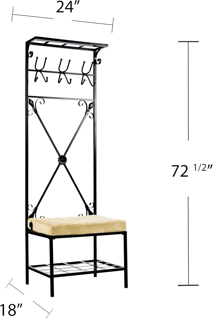 SEI Furniture - Dovanti Entryway Storage Rack & Bench Seat - Transitional Design - Image 3