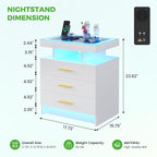 HNEBC LED Nightstand with Charging Station, Smart Bedside Table with Motion - Image 2