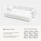 Cloud Couch Sectional 113.8'' Oversized Modular Deep Seat Sofa Bed Comfy White - Image 2