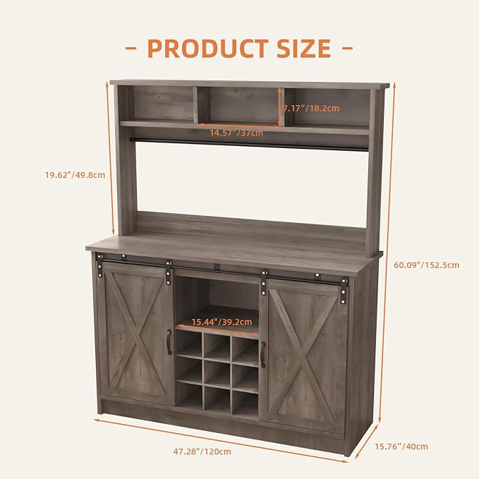 4ever2buy Farmhouse Coffee Bar Cabinet - Image 2
