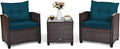 COSTWAY 3PCS Patio Furniture Set, PE Rattan Wicker Sofa w/Washable Cushion and by COSTWAY