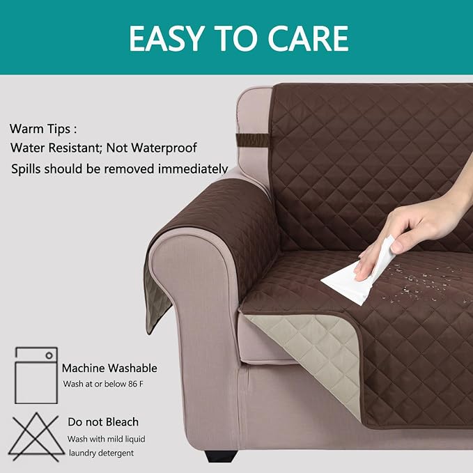 U-NICE HOME Reversible Recliner Chair Covers, Coffee/Beige | 28''Recliner Cover - Image 5