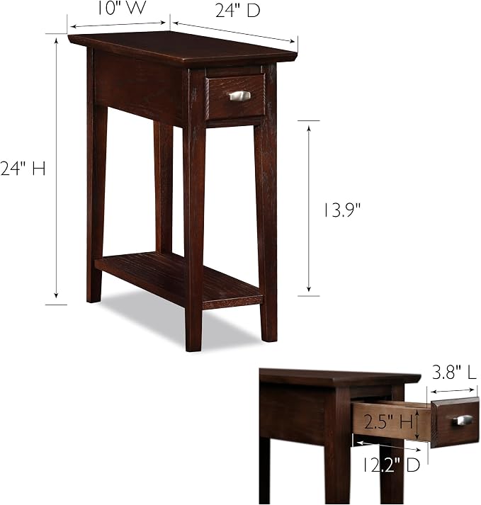 Leick Home 15-In Wide End Table, Solid Wood Construction, One Drawer, One Lower - Image 3