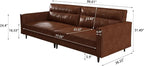 86.61" Mid-Century 3-Seater Brown Leather Sofa, Vintage Modern Couch - Image 2