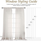 Ivory Sheer Curtains 84 Inches Long 2 Panels Set, Light Filtering Sheer Curtains - Image 2