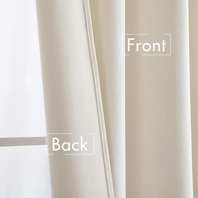 MIULEE Velvet Curtains 52x108 inches 2 Panels Ivory Room Darkening Curtains | - Image 6