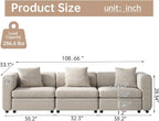 Guyii Modern 108.66" Long Oversized 3-Seat Velvet Convertible Sectional Sofa - Image 2