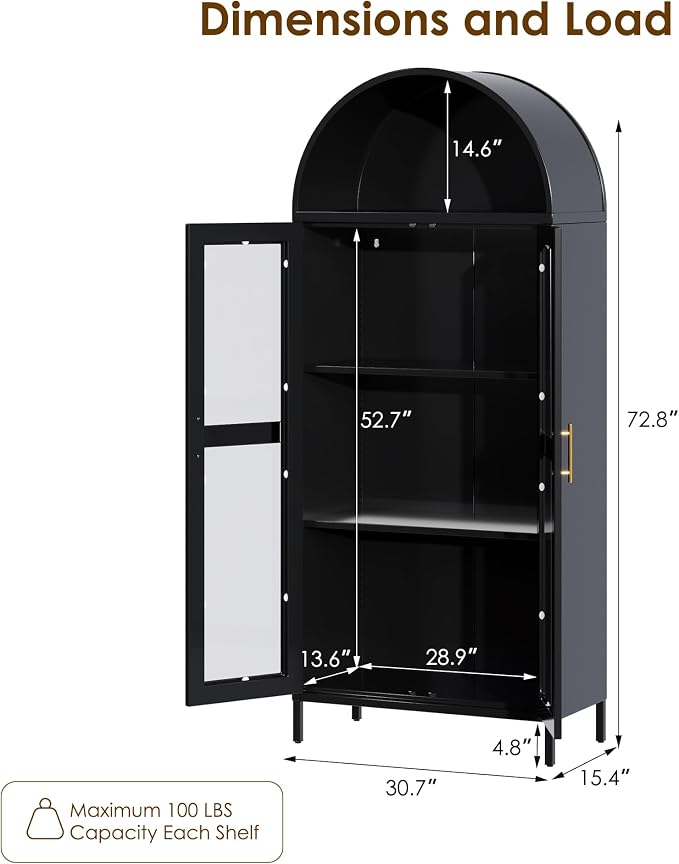 VEXPOR 73" Tall Arched Bookcase - Image 2