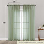 Sage Green Sheer Curtains 84 Inches Long 2 Panels Set - Image 5