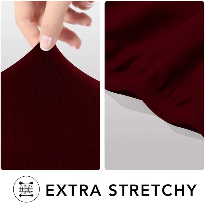 PureFit Stretch Couch Covers for Sofa 4 Seater Slipcovers Wine | 1-Piece Sofa - Image 4
