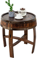 Farmhouse Whiskey Barrel End Table, Round Wood Barrel Side Table, Rusitc Wine by Unknown