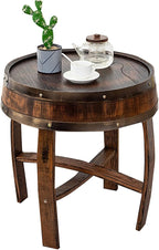 Farmhouse Whiskey Barrel End Table, Round Wood Barrel Side Table, Rusitc Wine by Unknown