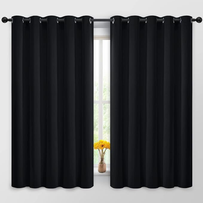 Yakamok Room Darkening Curtains 62x63 inch Length Black-Living Room | 2 panels by Yakamok