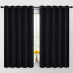 Yakamok Room Darkening Curtains 62x63 inch Length Black-Living Room | 2 panels by Yakamok