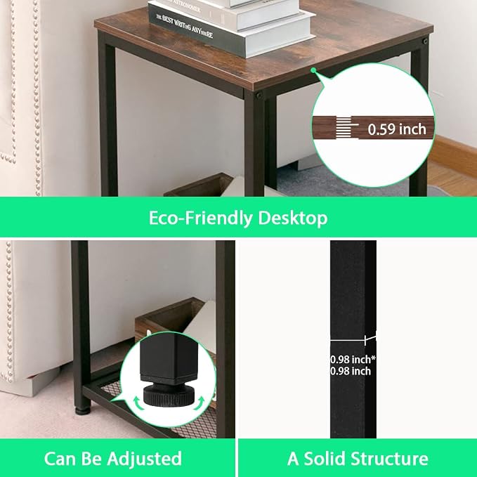 Industrial End 2-Tier Side Table - Image 6
