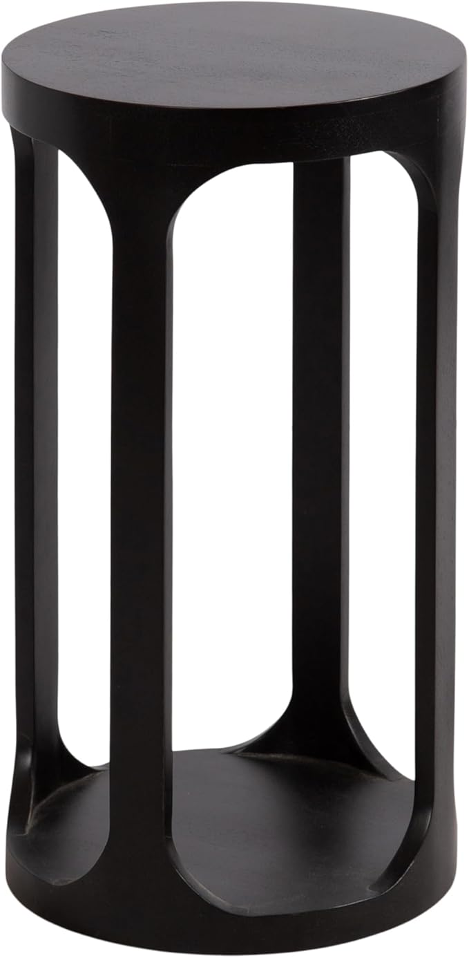 Kate and Laurel Dahl Modern Slatted Wooden Round Drink Table; 12 x 23; Black; by KateandLaurel