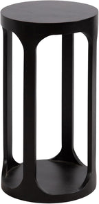 Kate and Laurel Dahl Modern Slatted Wooden Round Drink Table; 12 x 23; Black; by KateandLaurel