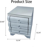 Curved Mirror Nightstand with 3 Drawer Glass Bedside Table - Image 2