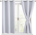 Short Blackout Curtains for Bedroom, 2 Panels Greyish White W42xL45 | Thermal by Hiasan
