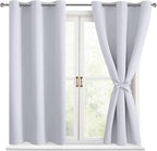 Short Blackout Curtains for Bedroom, 2 Panels Greyish White W42xL45 | Thermal by Hiasan