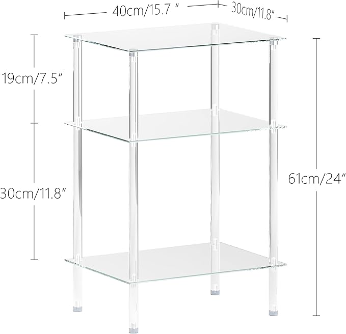 Tempered Glass Side Tables Set of 2 Acrylic End Table - Image 3