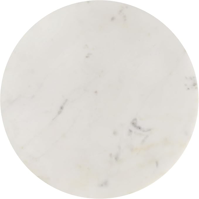 JONATHAN Y Javier Solid White Marble End Table, 17.75" Round Modern Accent Side - Image 8