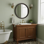 Round Mirrors 36 Inch, Rustic Decorative Transitional Dark Walnut Wall Mirror - Image 3