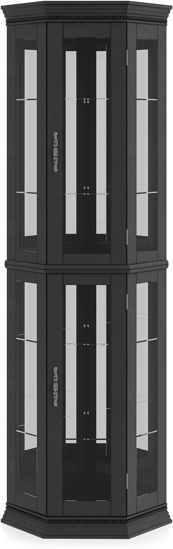BELLEZE Lighted 3-Side Glass Display Curio Cabinet w/Tempered Glass Doors & - Image 6