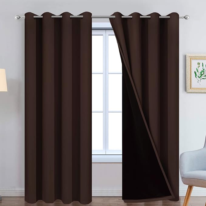Yakamok Chocolate Brown Blackout Curtains 90 Inches Long 52" Wide, 2 Panels | by Yakamok