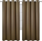 Brown Thermal Blackout Curtains/52 x 72 Inch/Set of 2 Panels Room Darkening - Image 2