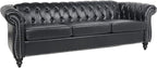 LEVNARY Chesterfield Sofa, Classic Tufted Upholstered Leather Couch, Modern 3 - Image 6