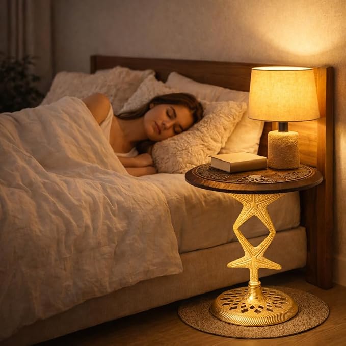 Side Tables-Hand Carved Vintage Boho Folding End Tables - Image 4