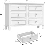IDEALHOUSE 6 Drawer Dresser, Wooden Storage Chest of Drawers - Image 2