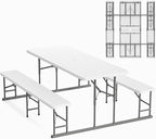 VINGLI Folding Picnic Table and Bench Set, Portable Outdoor Dining Furniture by VINGLI