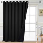 Yakamok Black 100% Blackout Patio Door Curtain Panels W100 x L108, 1 Panel | by Yakamok