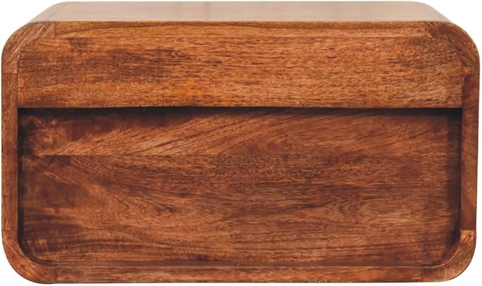Furniture Solid Wood Curved Honey Caramel Wall Mounted Bedside - Image 4